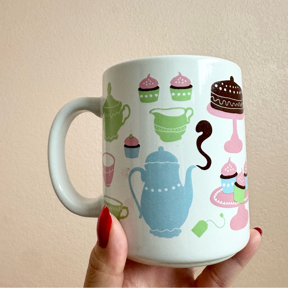 IKEA White Multicolor Tea Party Cupcake Ceramic Coffee Mug